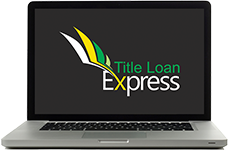 Laptop with title loan express logo